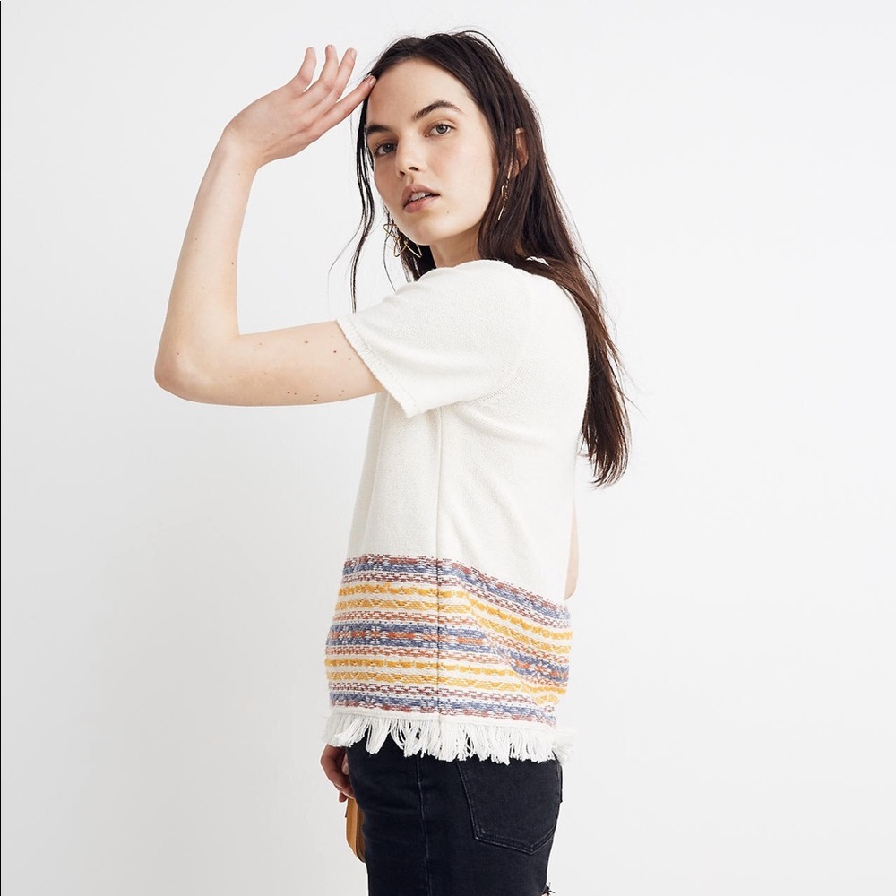 NEW Madewell Fringed Jacquard Sweater Tee L2874 - Picture 2 of 8
